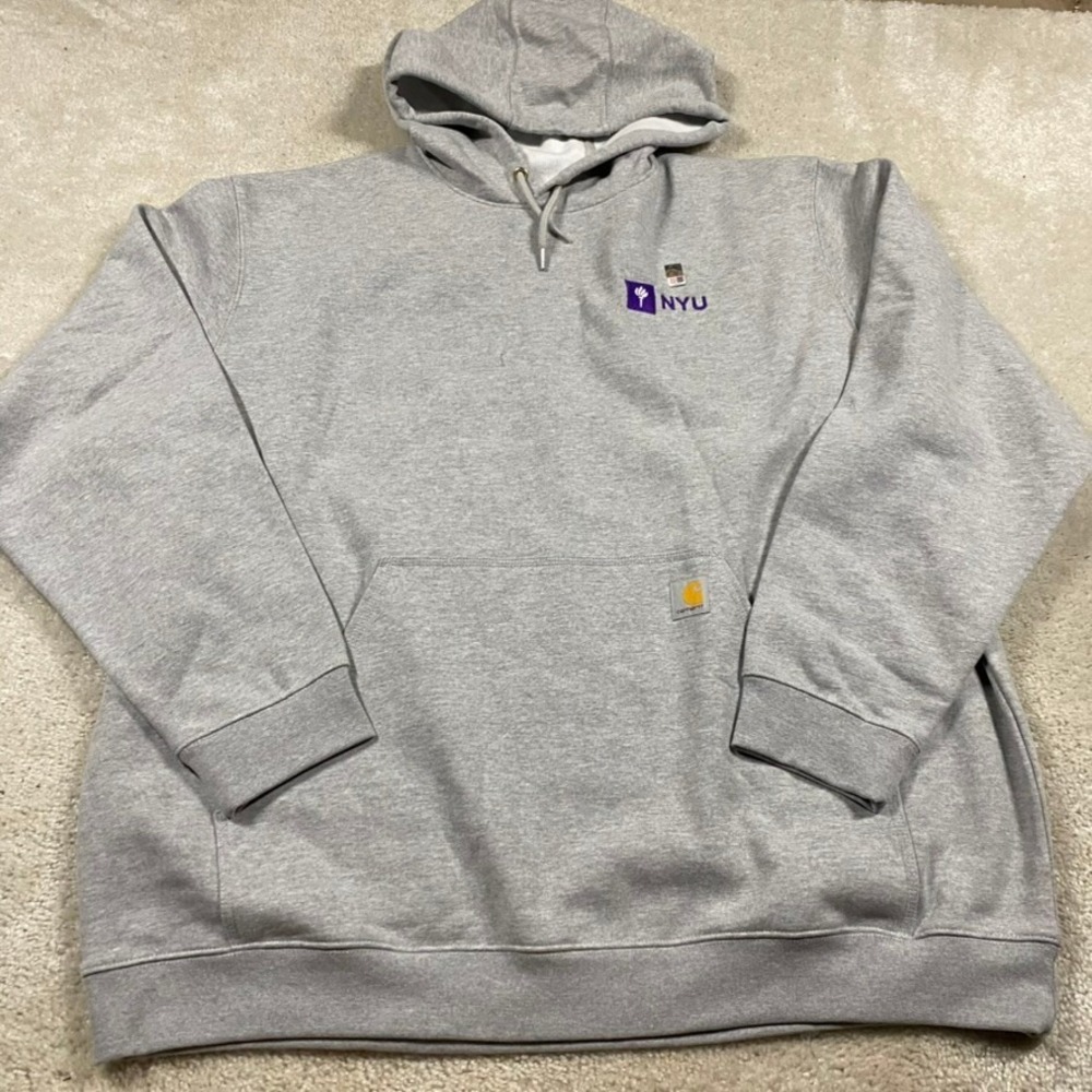 Carhartt NYU Hoodie Mens 3XL Loose Fit Heather Grey Sweatshirt College